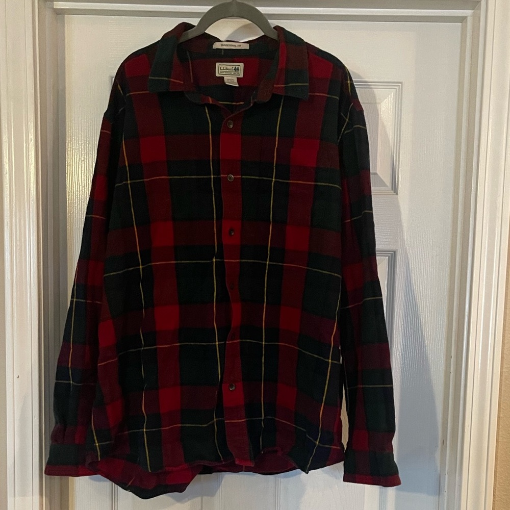 Mens L.L. Bean Flannel Xl Traditional fit Red/Navy/Green/Yellow
